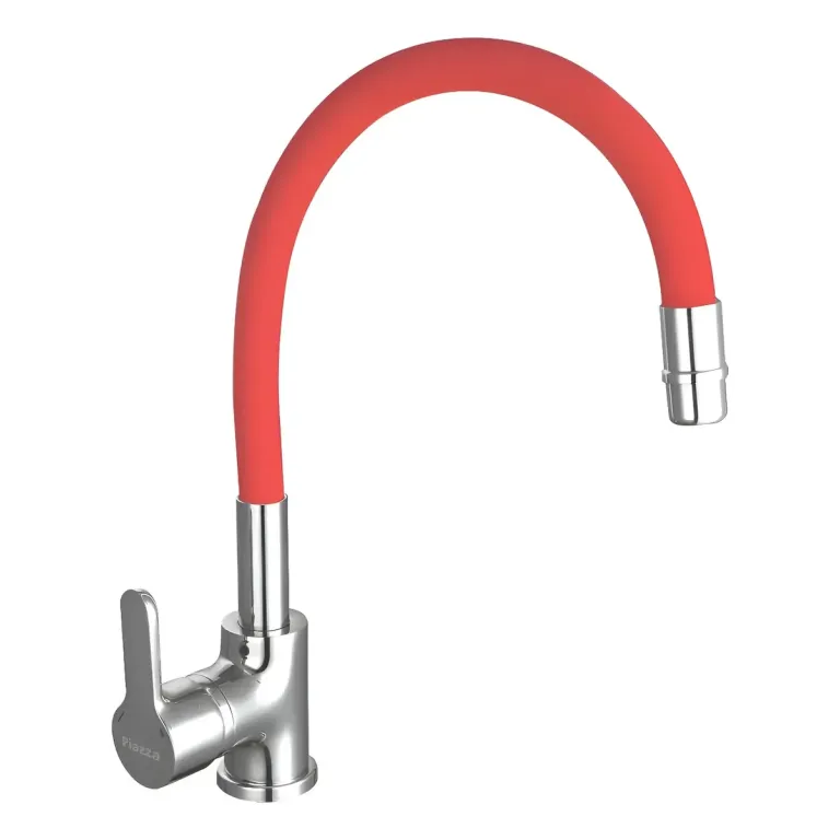 Grifería Piazza Emblem Cocina Gourmet Monocomando Pico Flexible Rojo