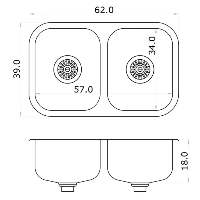 Bacha Acero Inoxidable Mi Pileta Bajo Mesada Doble 344 Pegar - Imagen 2