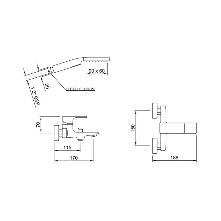 Griferia Peirano Soria Ducha Monocomando Exterior 83-152 - Imagen 2