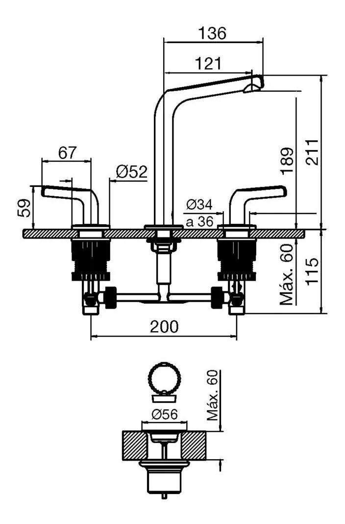Griferia Fv Cipres Lavatorio Mesada Cromo 207/n2 - Imagen 2