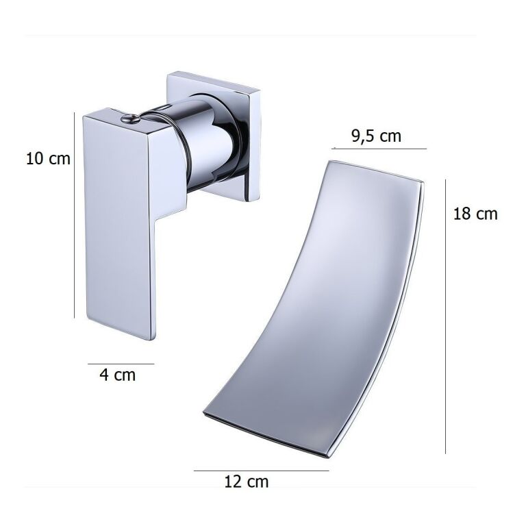 Griferia Lavatorio Pared Cascada Metalica Monocomand Radison - Imagen 2