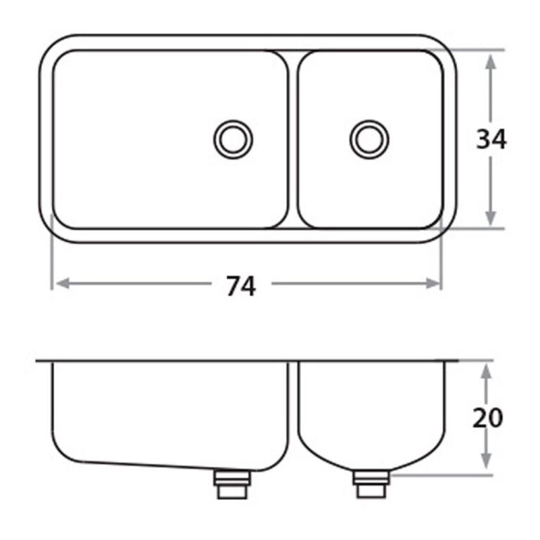 Bacha Acero Inoxidable Mi Pileta Lujo Doble 446 Bajo Mesada - Imagen 2