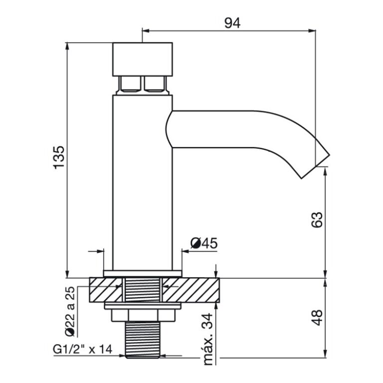 Griferia Canilla Automatica Fv Ecomatic Lavatorio 0372.01 - Imagen 2