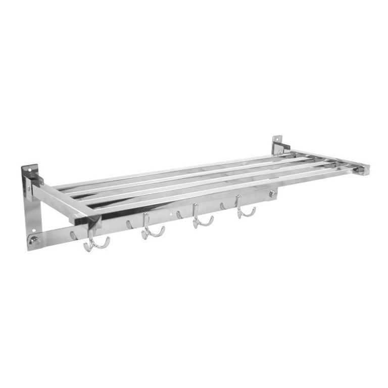 Repisa Toallero Con Barral Y Perchas Baño Acero Inoxidable