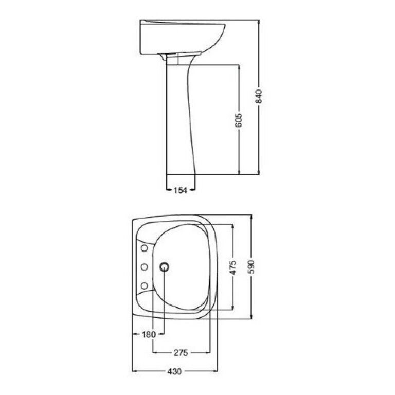 Lavatorio Ferrum San Isidro 1 Agujero Loza Baño Blanco - Imagen 2