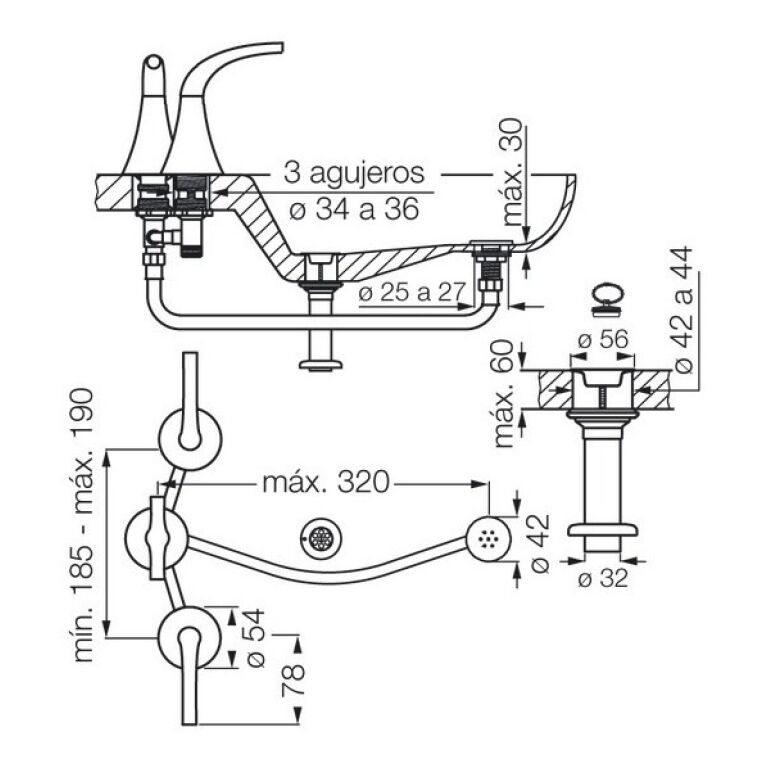 Griferia Fv Alesia Lever Bidet 295/49l Fv 49 Baño Cromo - Imagen 2