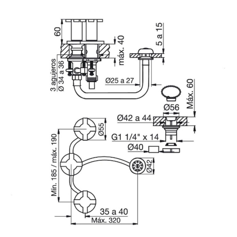Griferia Fv Alerce Bidet Cruz Baño Garantía Metal 295/d7 Cr - Imagen 2