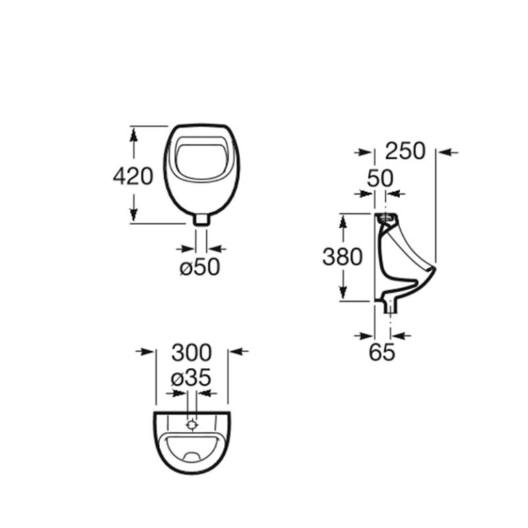 Mingitorio Roca Mini Urinario Blanco Porcelana Exterior Vert - Imagen 2