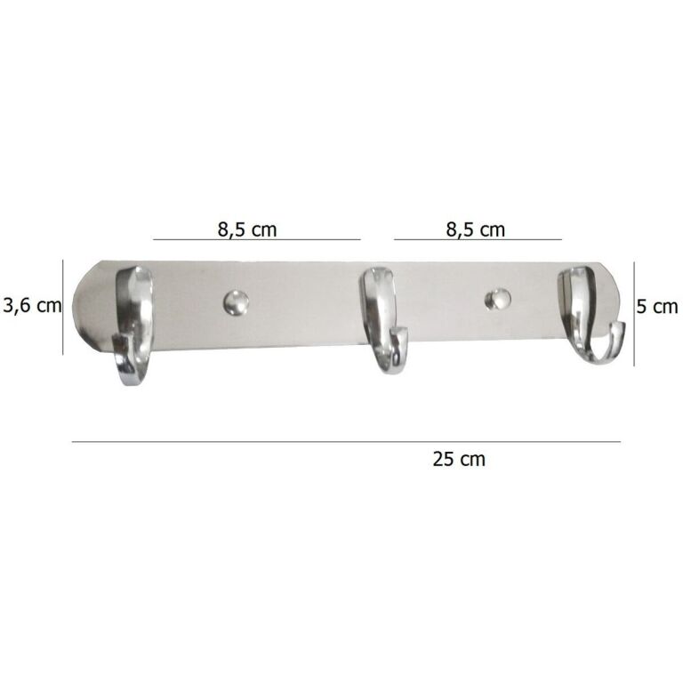 Perchero Triple Acero Cromado Para Abrigos O Toallas Percha - Imagen 2