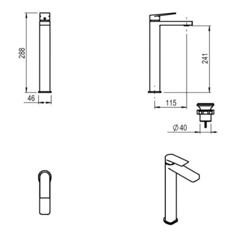 Griferia Hidromet Raptor Lavatorio Alto Negro Monocomando - Imagen 2