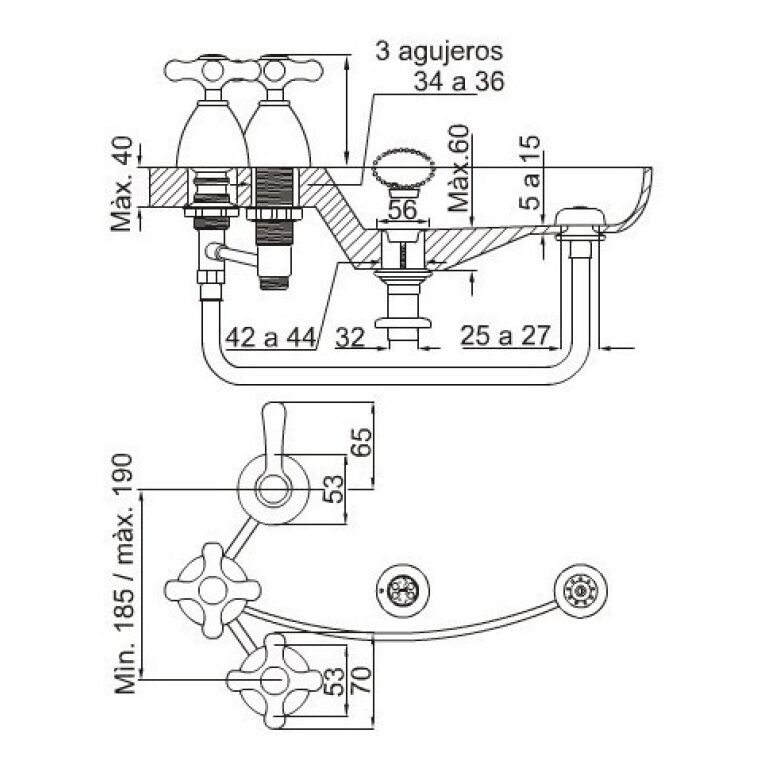 Grifería Fv Margot Cruz Bidet 295/62 Baño Cromo - Imagen 2
