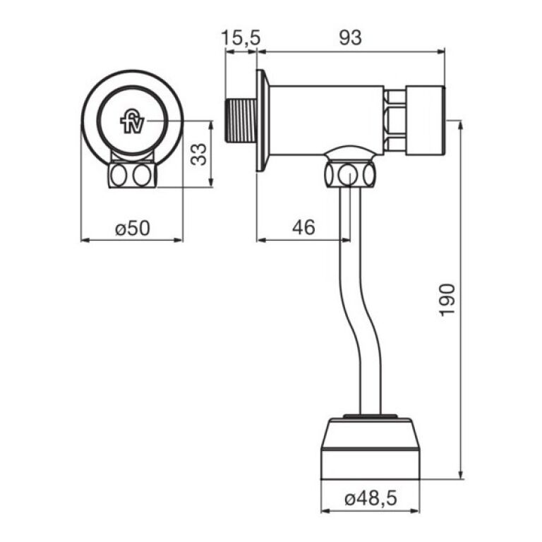 Grifería Fv Temporizada Ecomatic Mingitorio 0373.01 Baño Cr - Imagen 2