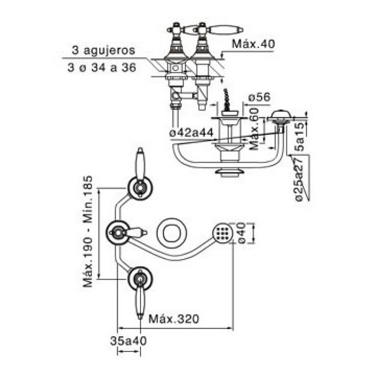 Griferia Fv Vermont Lever Bidet 0295/83 - Imagen 2
