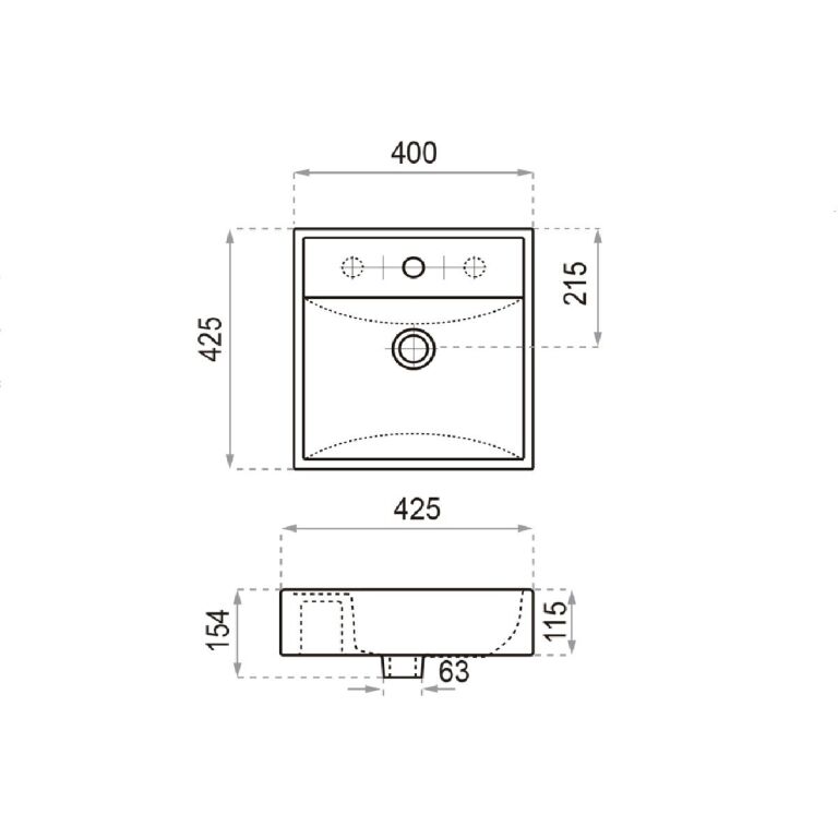 Bacha Ferrum Tori L324k De Apoyo Blanca Baño 3 Agujeros - Imagen 2