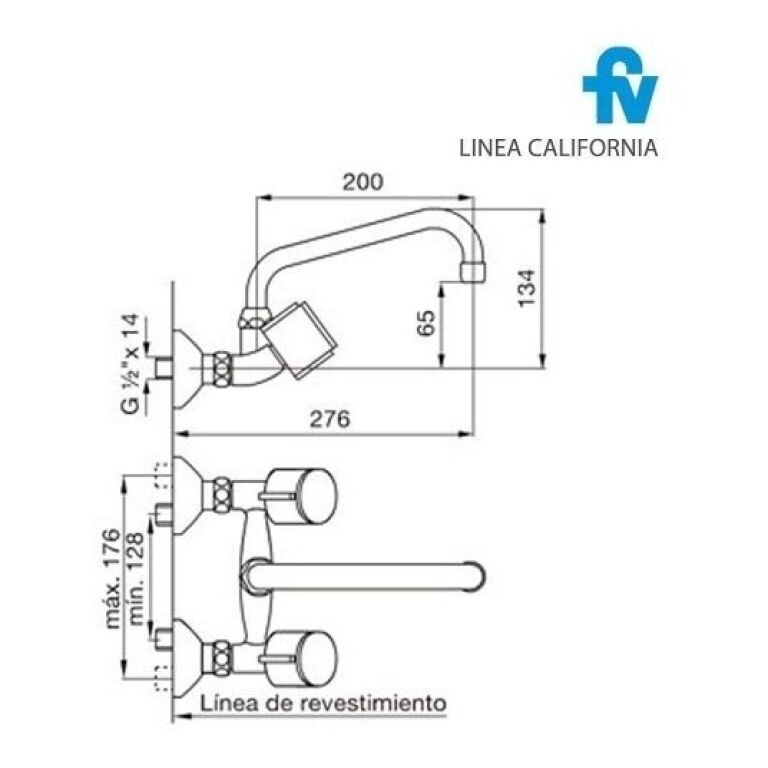 Grifería Fv California Cocina Pared Ext Pico Alto 0409/17 - Imagen 2