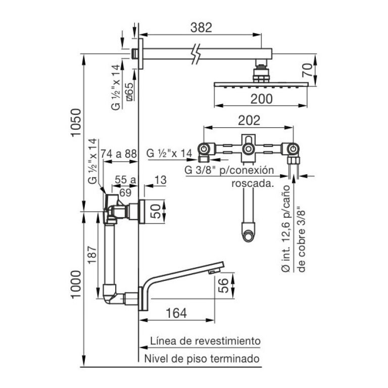 Grifería Fv Chalten Ducha Embutir Con Transferencia 0103/h4 - Imagen 2