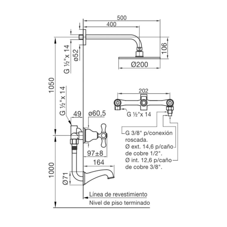 Grifería Fv Denisse Cruz Ducha Embutir Transferencia 103/64 - Imagen 2