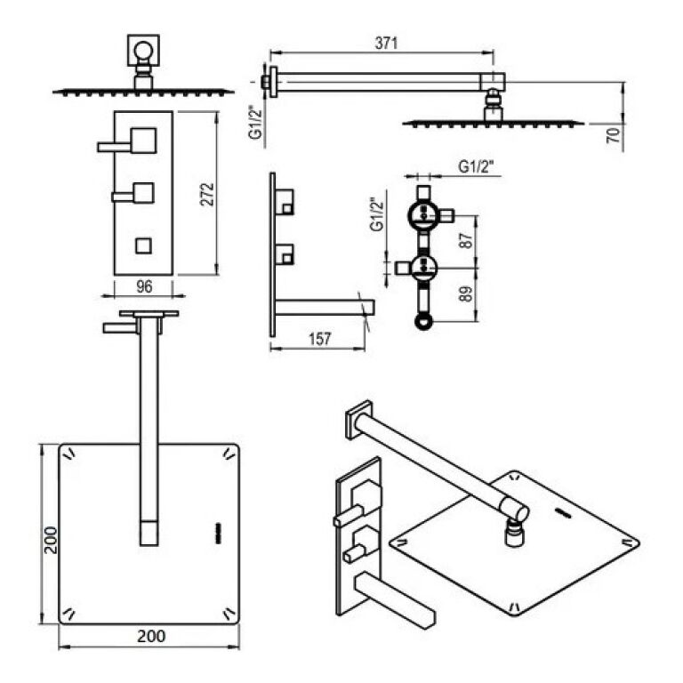 Griferia Hidromet One Block Black Ducha Embutir C/t - Imagen 2