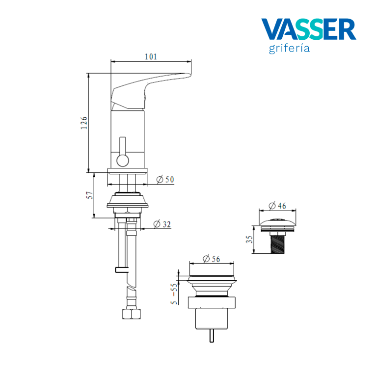 Grifería Vasser Kassia Bidet Monocomando Negro 11a/1032.ng - Imagen 2