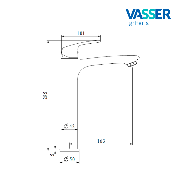 Grifería Vasser Kassia Lavatorio Alto Cromo 11A/1102 - Imagen 2
