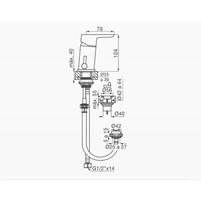 Griferia Fv Puelo Bidet Monocomando Con Transferencia 0189/B5-CR - Imagen 2