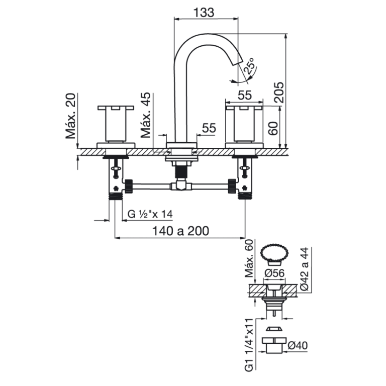 Griferia Fv Alerce Lavatorio Cruz Baño Garantía 0207/dl - Imagen 2