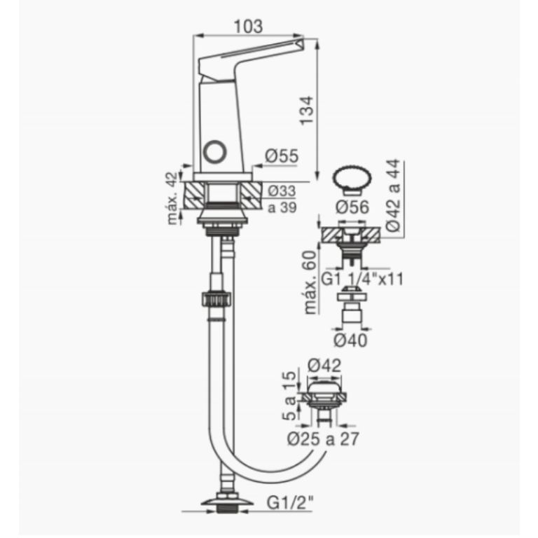 Griferia Fv Aromo Bidet Monocomando 0189/d8 - Imagen 2