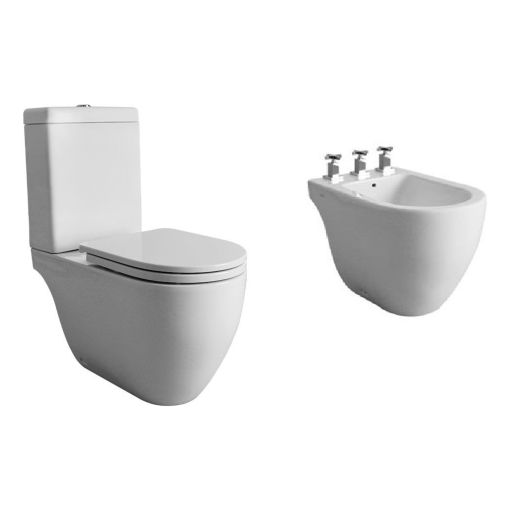 Combo Ferrum Fontana Inodoro Largo + Deposito Dual + Bidet