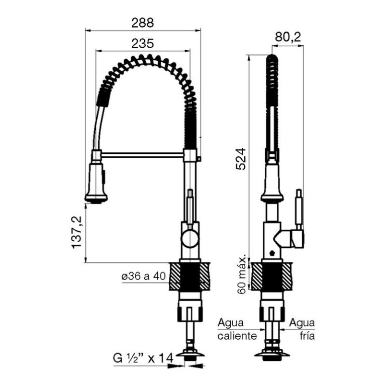 Griferia Cocina Monocomando Fv Talampaya Negro 0412.01/t1-ng - Imagen 2