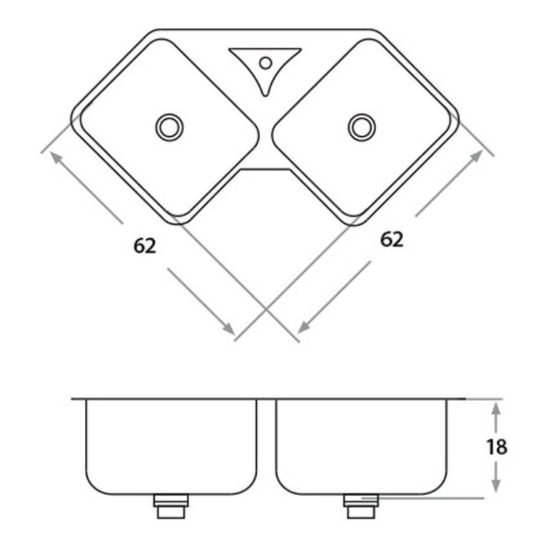 Bacha Esquinera Cocina Acero Mi Pileta Bajo Mesada 350 Lujo - Imagen 2