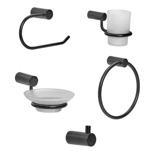 Set 5 Accesorios Baño Peirano Black Velvet 10000 Negro