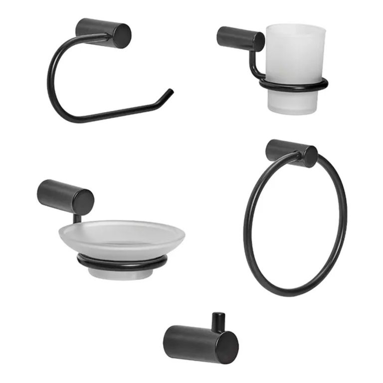 Set 5 Accesorios Baño Peirano Black Velvet 10000 Negro