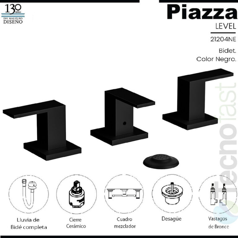 Griferia Piazza Hydros Level Bidet Negro - Imagen 3