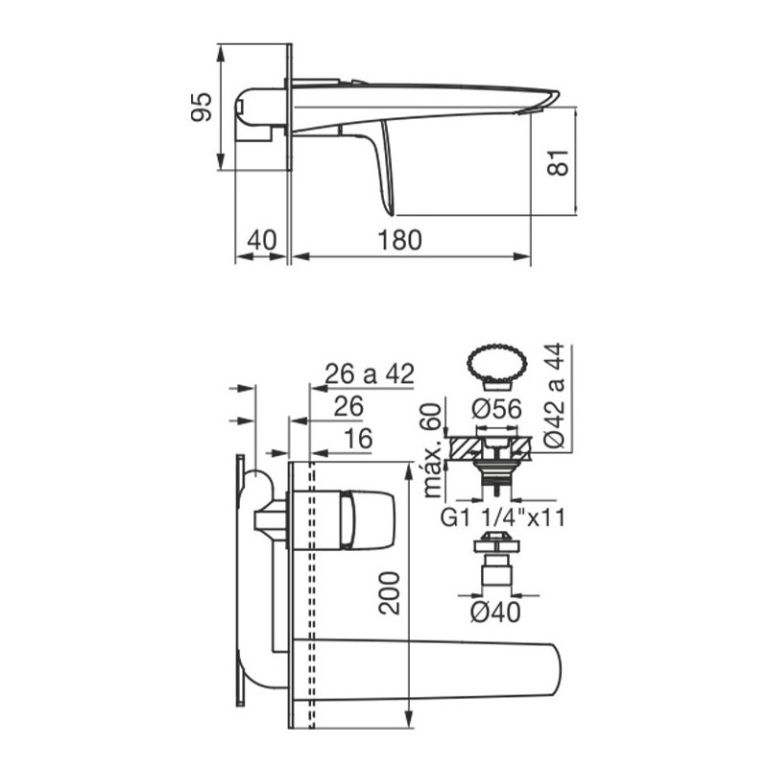 Griferia Fv Epuyen Lavatorio Pared Monocomando Negro - Imagen 2