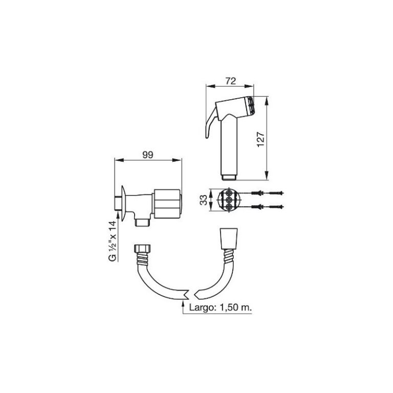 Griferia Fv Allegro Ducha Manual Bidet Con Duchador - Imagen 2