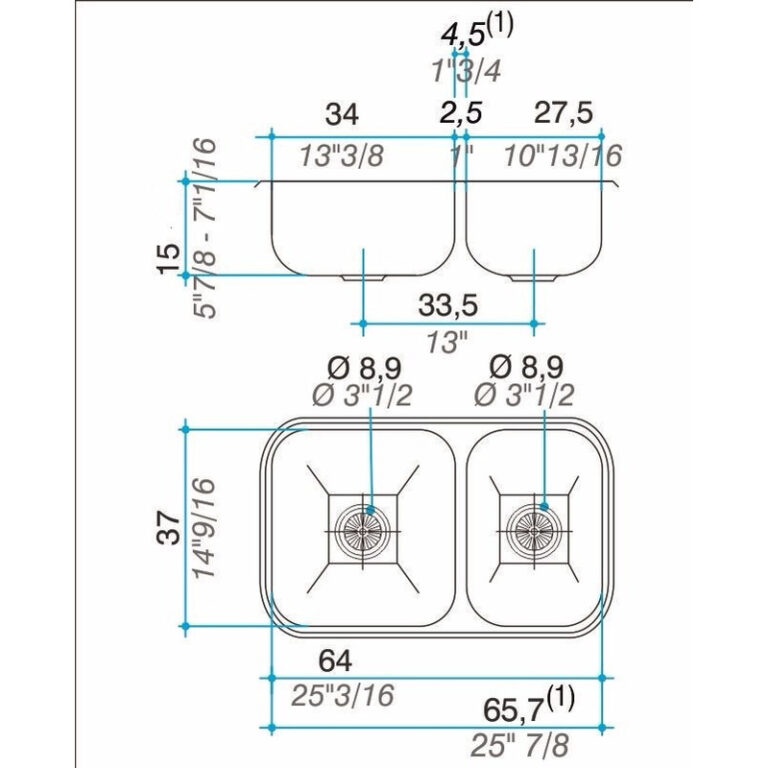 Pileta De Cocina Johnson Doble Acero 430 Rr63 Bajo Mesada - Imagen 7