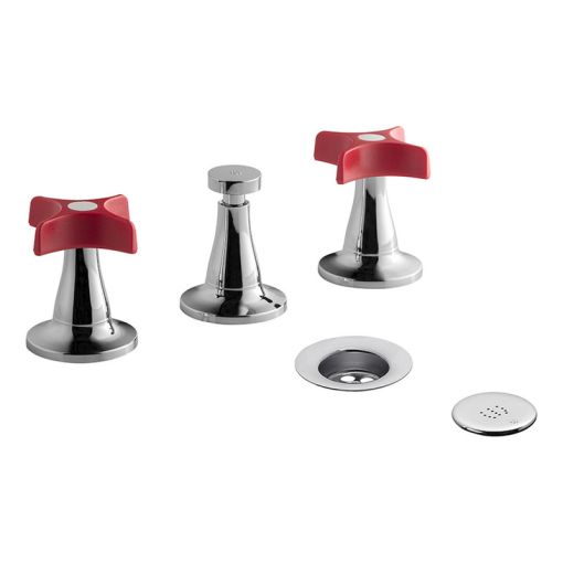 Griferia Fv Petalo Bidet Rojo-cromo 0295/m3-rc