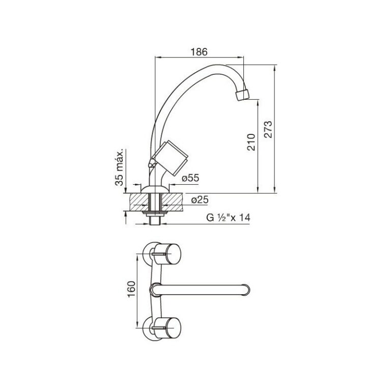 Grifería Fv California Cocina Mesada 416/17 Cromo Baño - Imagen 2