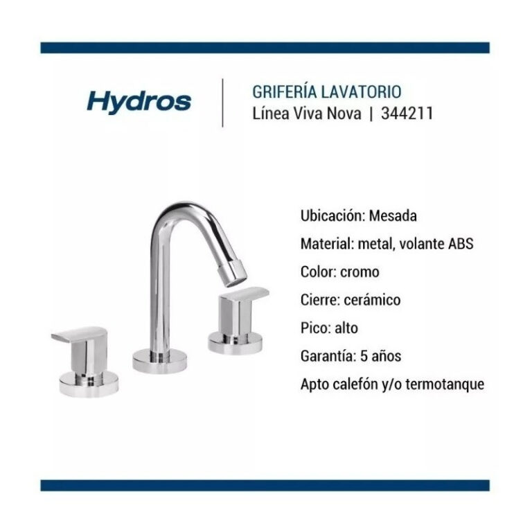 Griferia Hydros Viva Nova Lavatorio Mesada - Imagen 2