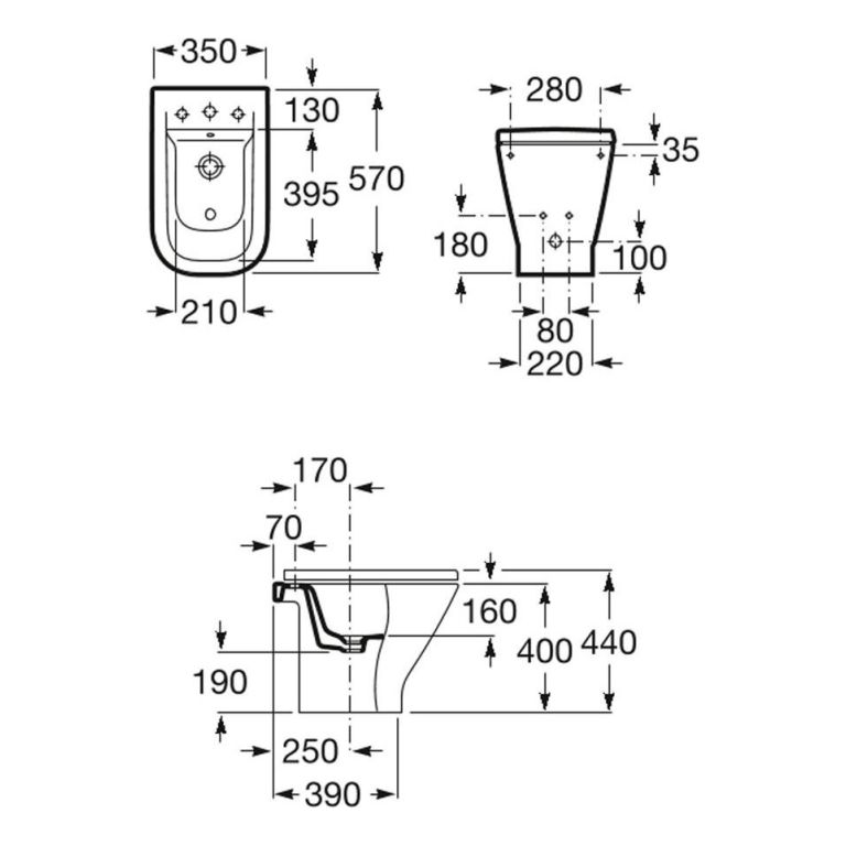 Combo Roca The Gap Bidet + Inodoro Largo + Depósito - Imagen 6