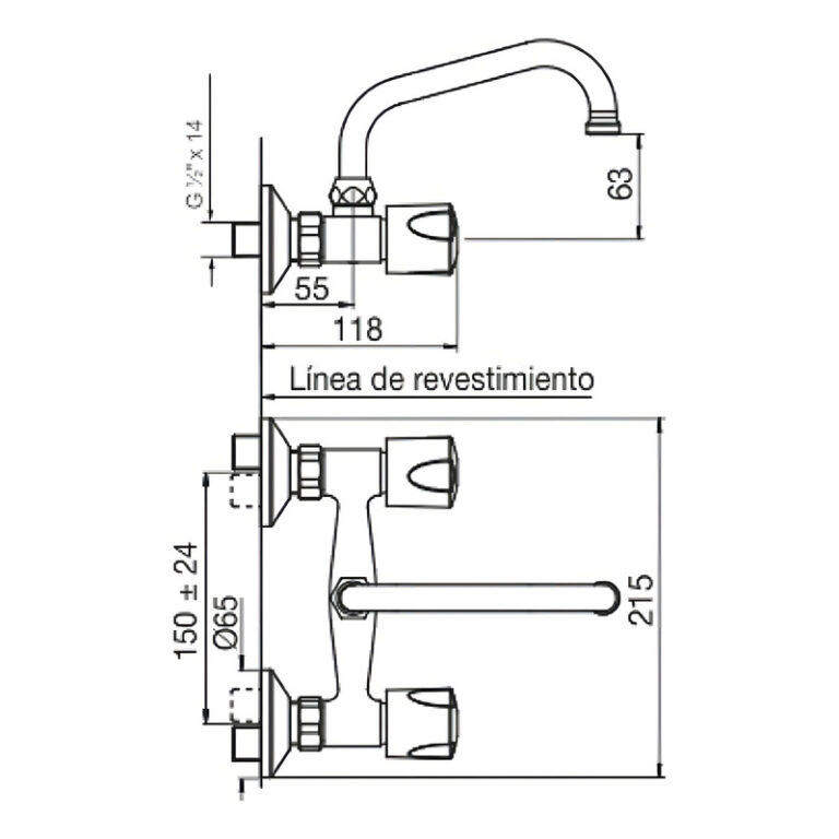 Griferia Fv Pampa Cocina Pared Exterior 0409.02/b6 Garantia - Imagen 2