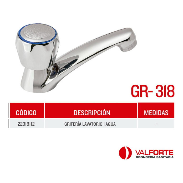 Canilla Latyn Lavatorio Valforte 1 Agua Gr-318 - Imagen 2