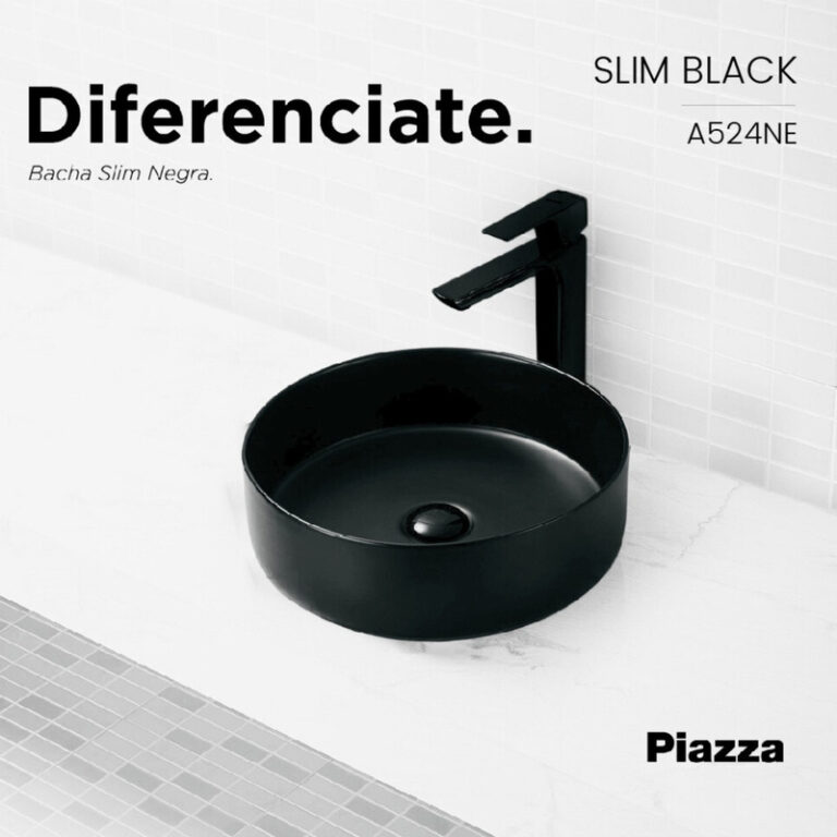 Bacha Piazza A524ne Apoyo Porcelana Baño Negra - Imagen 8