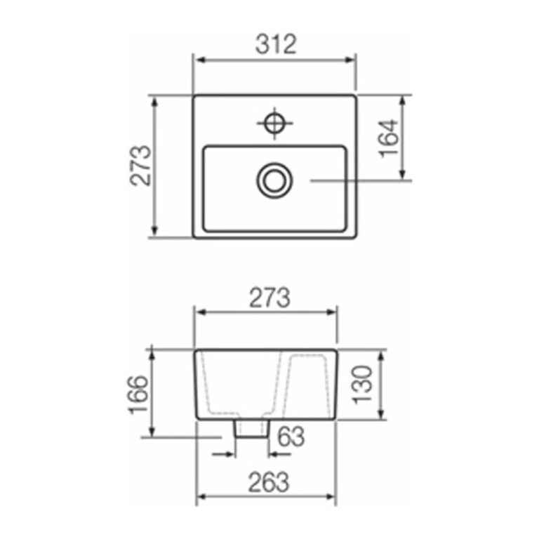 Bacha Ferrum Tori L320k Apoyo Blanca Bano Vanitory 31x27x13 - Imagen 2