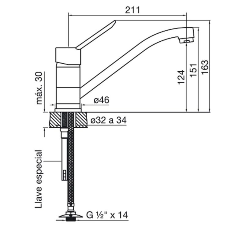 Grifería Fv Newport Monocomando Cocina Bajo Cierre Cerámico - Imagen 2