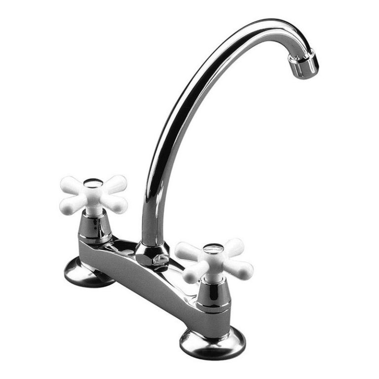 Grifería Peirano Ares Cocina Mesada 914 Cromo Y Blanco