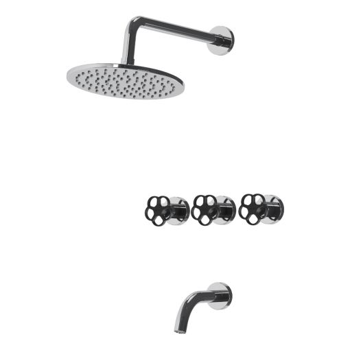 Griferia Vasser Blume Black Ducha Embutir Con Transferencia