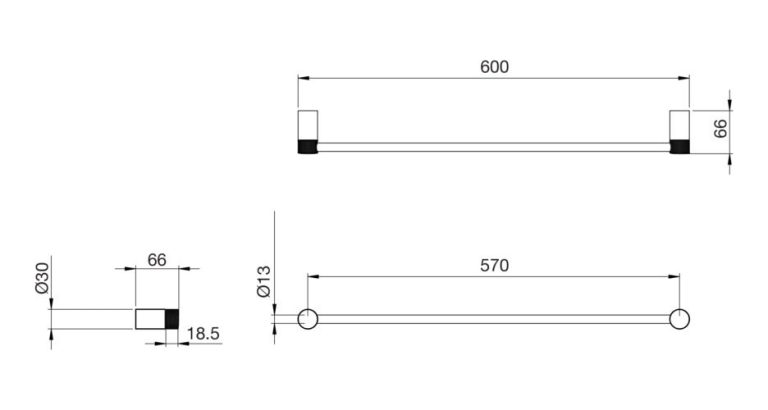 Barral Toallero Peirano Fabric Negro Accesorio Baño - Imagen 2