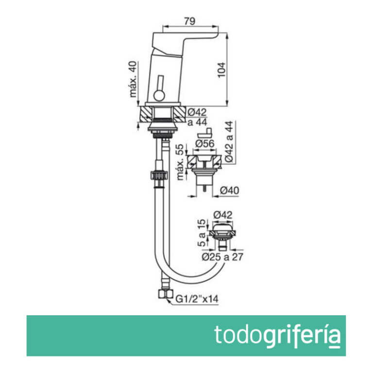 Griferia Fv Puelo Bidet Monocomando Con Transferencia - Imagen 2