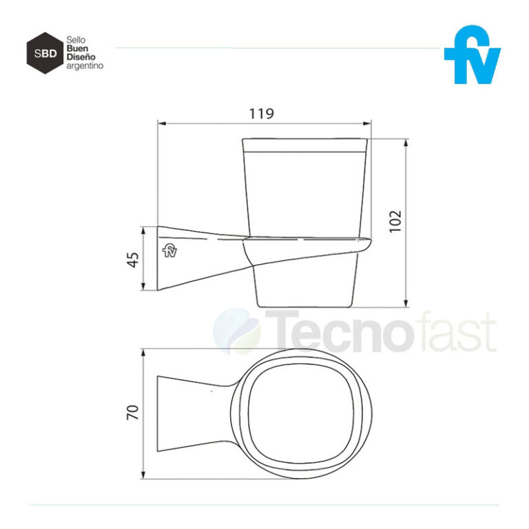 Portavaso Portacepillo De Baño Fv Epuyen Negro 0169/l2-ng - Imagen 4